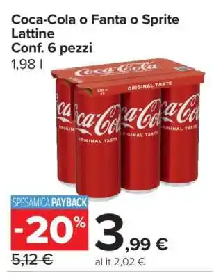 Carrefour Coca-Cola o Fanta o Sprite Lattine offerta