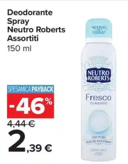 Carrefour Deodorante Spray Neutro Roberts Assortiti offerta