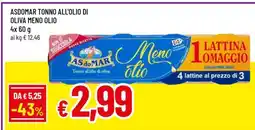 Famila ASDOMAR TONNO ALL'OLIO DI OLIVA MENO OLIO offerta