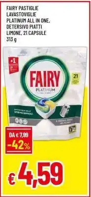 Famila FAIRY PASTIGLIE LAVASTOVIGLIE PLATINUM ALL IN ONE, DETERSIVO PIATTI LIMONE, 21 CAPSULE offerta