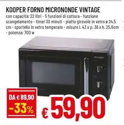 Famila KOOPER FORNO MICRONONDE VINTAGE offerta