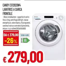 Famila CANDY CS1292DW4 LAVATRICE A CARICA FRONTALE offerta