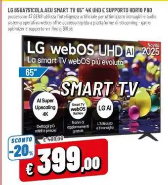 LG 65UQ751C0LA.AEU SMART TV 65 4K UHD E SUPPORTO HDR10 PRO