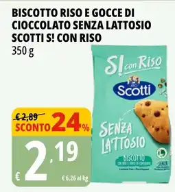 Tigros Biscotto riso e gocce di cioccolato senza lattosio SCOTTI S! CON RISO offerta
