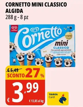 Tigros Cornetto mini classico ALGIDA offerta