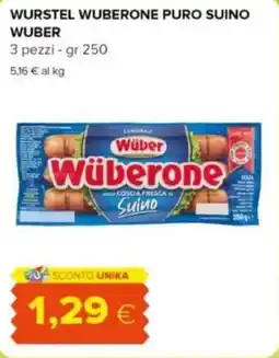 Oasi Wurstel wuberone puro suino WUBER offerta