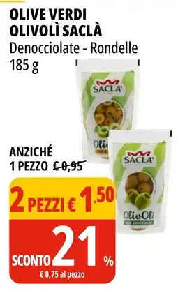 Tigros Olive verdi olivolì saclà offerta