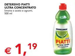 Esselunga Esselunga detersivo piatti ultra concentrato limone o aceto e agrumi offerta