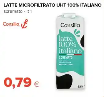 Latte microfiltrato uht 100% italiano scremato Consilia