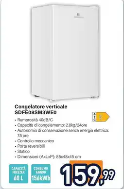 Unieuro Electroline Congelatore verticale SDFE08SM3WE0 offerta