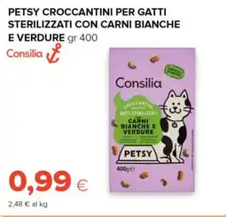 Tigre Petsy croccantini per gatti sterilizzati con carni bianche e verdure Consilia offerta