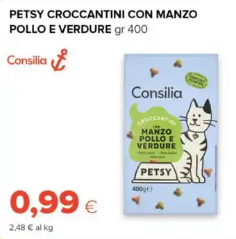 Tigre Petsy croccantini con manzo pollo e verdure Consilia offerta