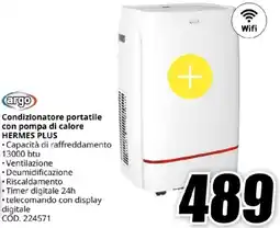 MediaWorld argo Condizionatore portatile con pompa di calore HERMES PLUS offerta