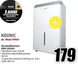MediaWorld KOENIC Deumidificatore KDH 203424 offerta