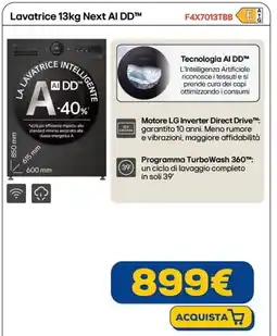Euronics LG Lavatrice 13kg Next AI DD F4X7013TBB offerta
