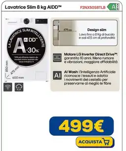Euronics LG Lavatrice Slim 8 kg AIDD F2NX50S8TLB offerta