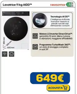 Euronics LG Lavatrice 11 kg AIDD F4NX5011TKB offerta