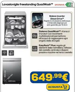 Euronics LG Lavastoviglie freestanding Quad Wash DF375HVS offerta