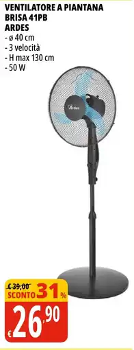 Tigros Ventilatore a piantana brisa 41PB ARDES offerta