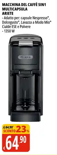 Tigros Macchina del caffè 5in1 multicapsula ARIETE offerta