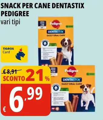 Tigros Snack per cane dentastix PEDIGREE offerta