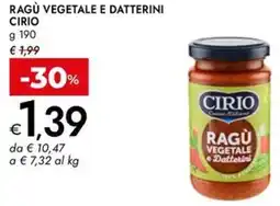 Bennet Ragù vegetale e datterini CIRIO offerta