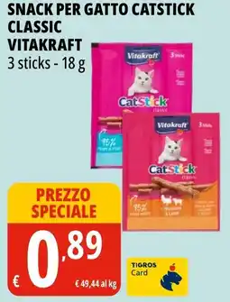 Tigros Snack per gatto catstick classic VITAKRAFT 3 sticks offerta