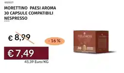 Prezzemolo e Vitale Morettino paesi aroma 30 capsule compatibili nespresso offerta