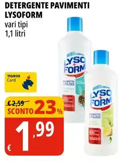 Tigros Detergente pavimenti LYSOFORM offerta