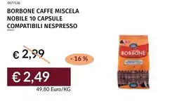 Prezzemolo e Vitale Borbone caffe miscela nobile 10 capsule compatibili nespresso offerta