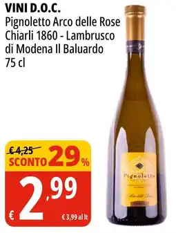 Tigros Vini d.o.c. pignoletto arco delle rose chiarli 1860 lambrusco di modena il baluardo offerta