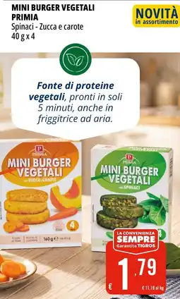 Tigros Mini burger vegetali PRIMIA offerta