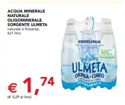 Esselunga ACQUA MINERALE NATURALE OLIGOMINERALE SORGENTE ULMETA offerta