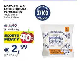 Esselunga MOZZARELLA DI LATTE DI BUFALA PETTINICCHIO offerta