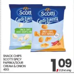 Eurospar SNACK CHIPS SCOTTI SPICY PAPRIKA/SOUR CREAM & ONION 40G offerta