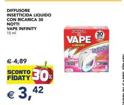 Esselunga DIFFUSORE INSETTICIDA LIQUIDO CON RICARICA 30 NOTTI VAPE INFINITY offerta