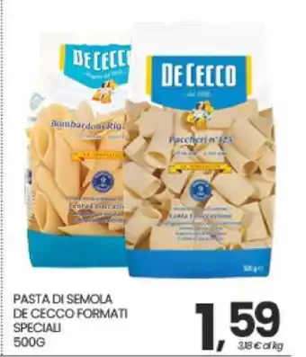 Eurospar PASTA DI SEMOLA DE CECCO FORMATI SPECIALI offerta