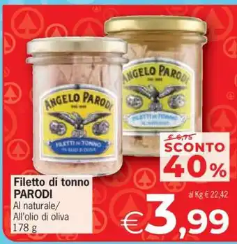 Eurospar Filetto di tonno PARODI offerta
