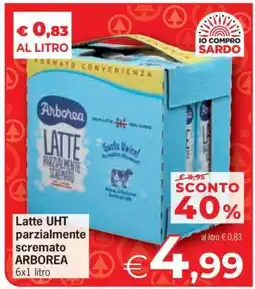 Eurospar Latte UHT parzialmente scremato ARBOREA offerta