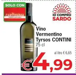 Eurospar Vino Vermentino Tyrsos CONTINI offerta