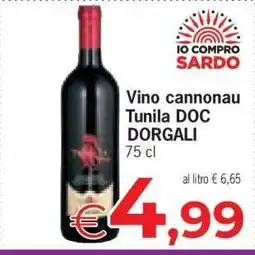 Eurospar Vino cannonau Tunila DOC DORGALI offerta