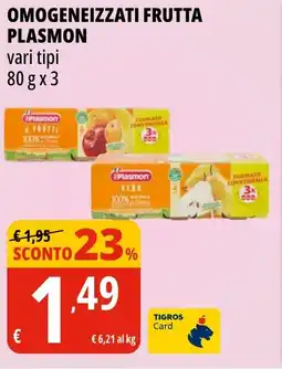 Tigros Omogeneizzati frutta PLASMON offerta