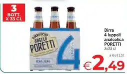 Eurospar Birra 4 luppoli analcolica PORETTI offerta