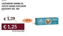 Prezzemolo e Vitale Lazzaroni samba al cocco senza zuccheri aggiunti offerta