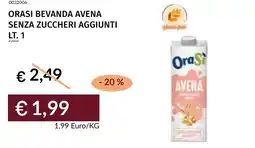 Prezzemolo e Vitale Orasi bevanda avena senza zuccheri aggiunti offerta