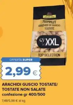 Oasi Arachidi guscio tostate/ tostate non salate confezione offerta