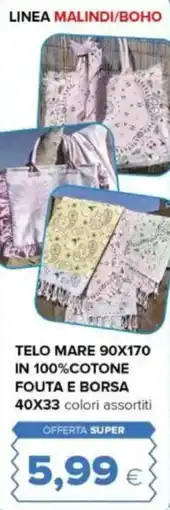 Oasi Telo mare 90x170 in 100% cotone fouta e borsa 40x33 offerta