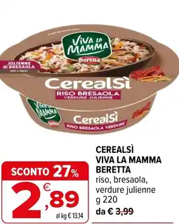 Iperal Cerealsì viva la mamma BERETTA offerta