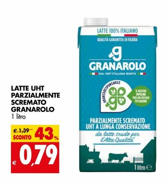 Tigros Granarolo Latte UHT Parzialmente Scremato 1 litro offerta