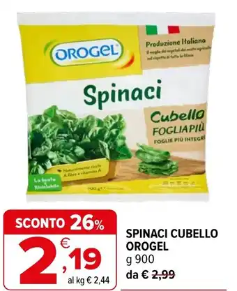 Iperal Spinaci cubello OROGEL offerta